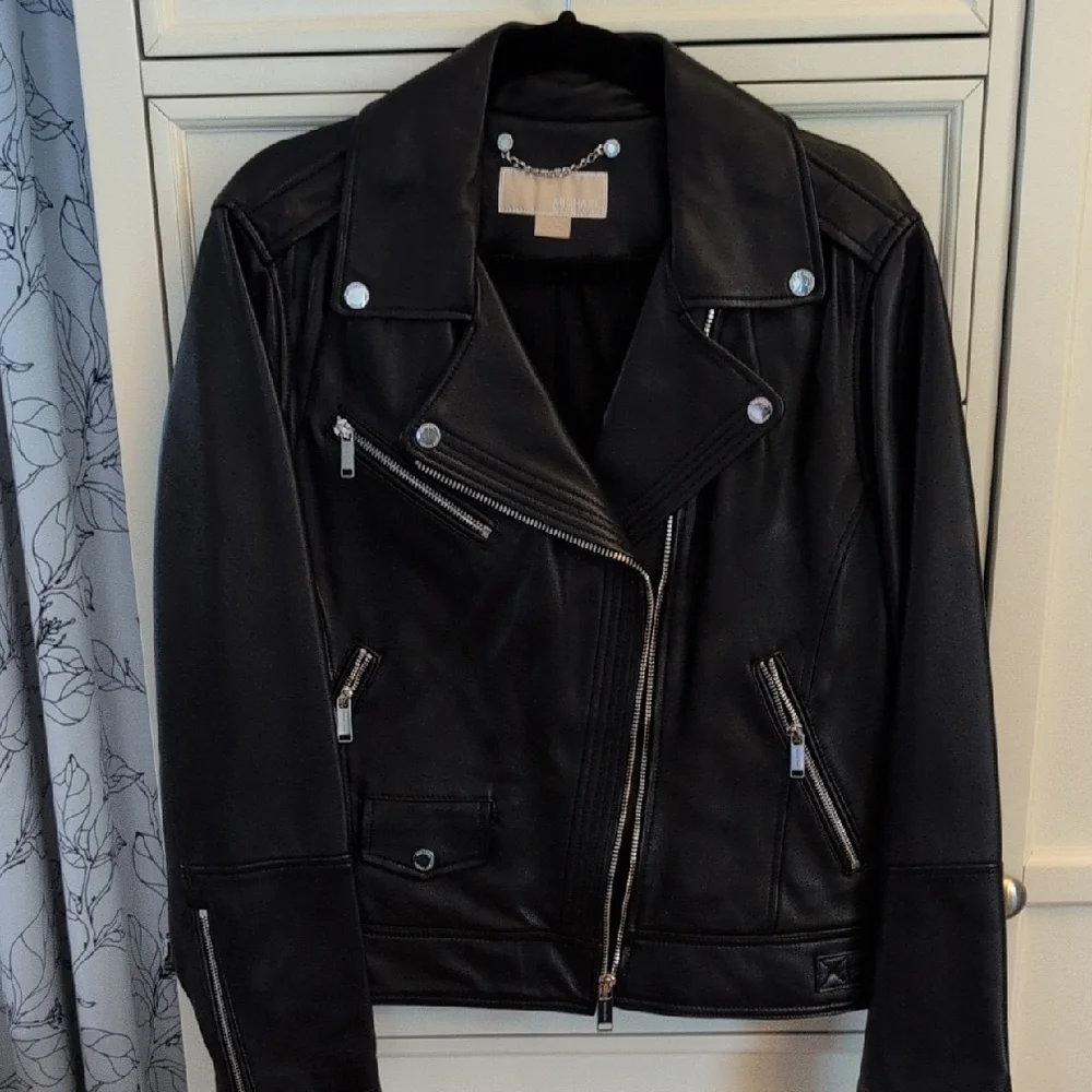 Michael Kors Black Leather Jacket - Picture 1 of 11